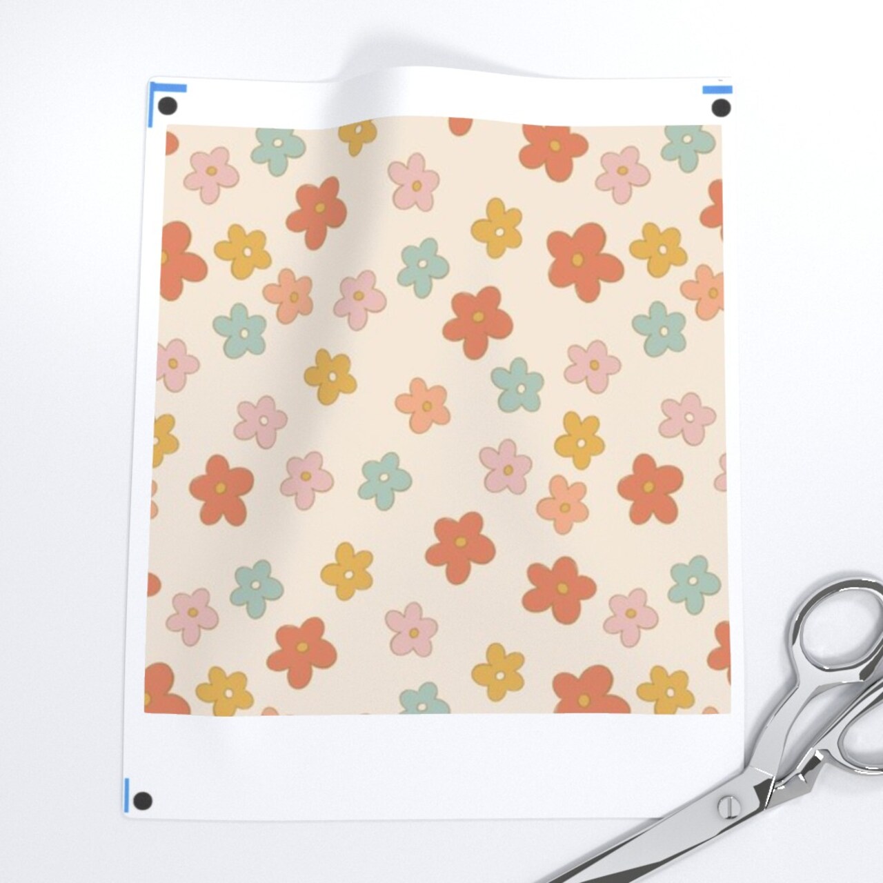 Retro Whimsical Cute Ditsy 70S Vintage Style Multicolor Floral Custom Printed Fabric by Spoonflower Various Fabrics by the Yard or Fat Quarter